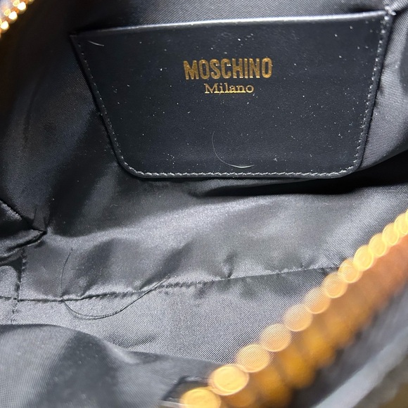 Moschino Black Logo Print Leather Travel Bag - Picture 8 of 13